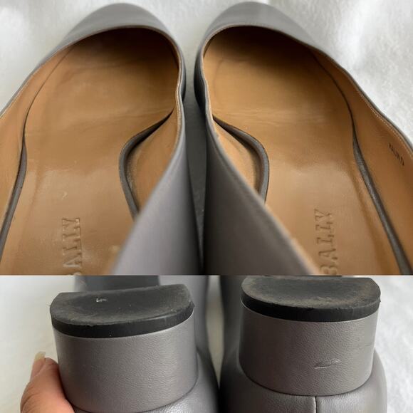 Bally Switzerland Halin.O Gray leather pumps size EU 40.5/US 10 small block heel - Picture 4 of 11